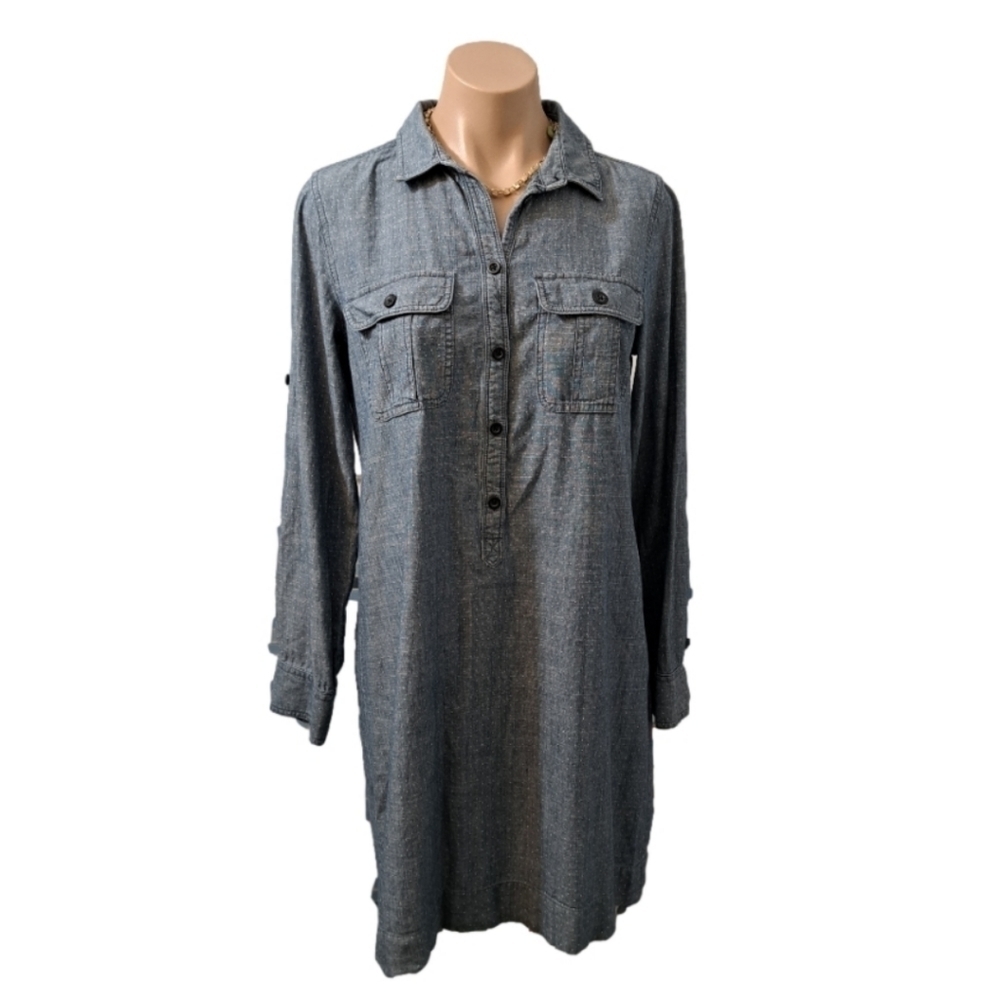J. Crew Blue Denim Long Sleeve Shirt Dress Women's Size Small